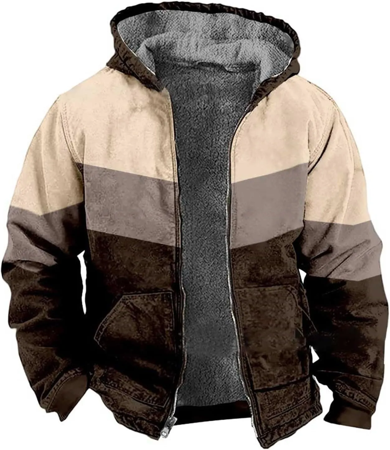 Hoodies for Men Thick Fleece Jacket Sherpa Lined Flannel Sweater Full Zip Up Hoodie Fashion Winter Warm Wool Soft Coat