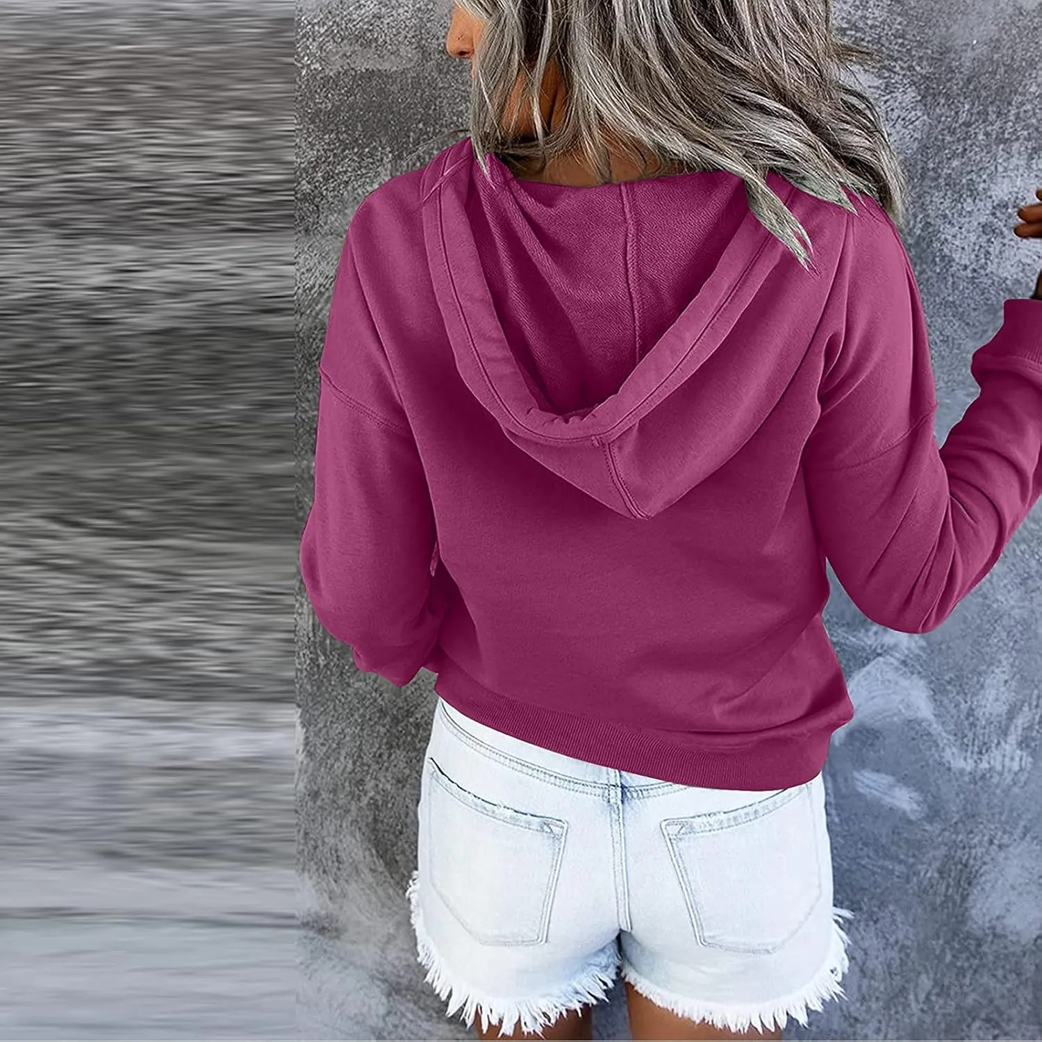Hoodies For Women 2023 Drawstring Long Sleeve Hoodies Tops Casual Pullover Sweatshirt Fall Loose Fit Clothes With Pocket