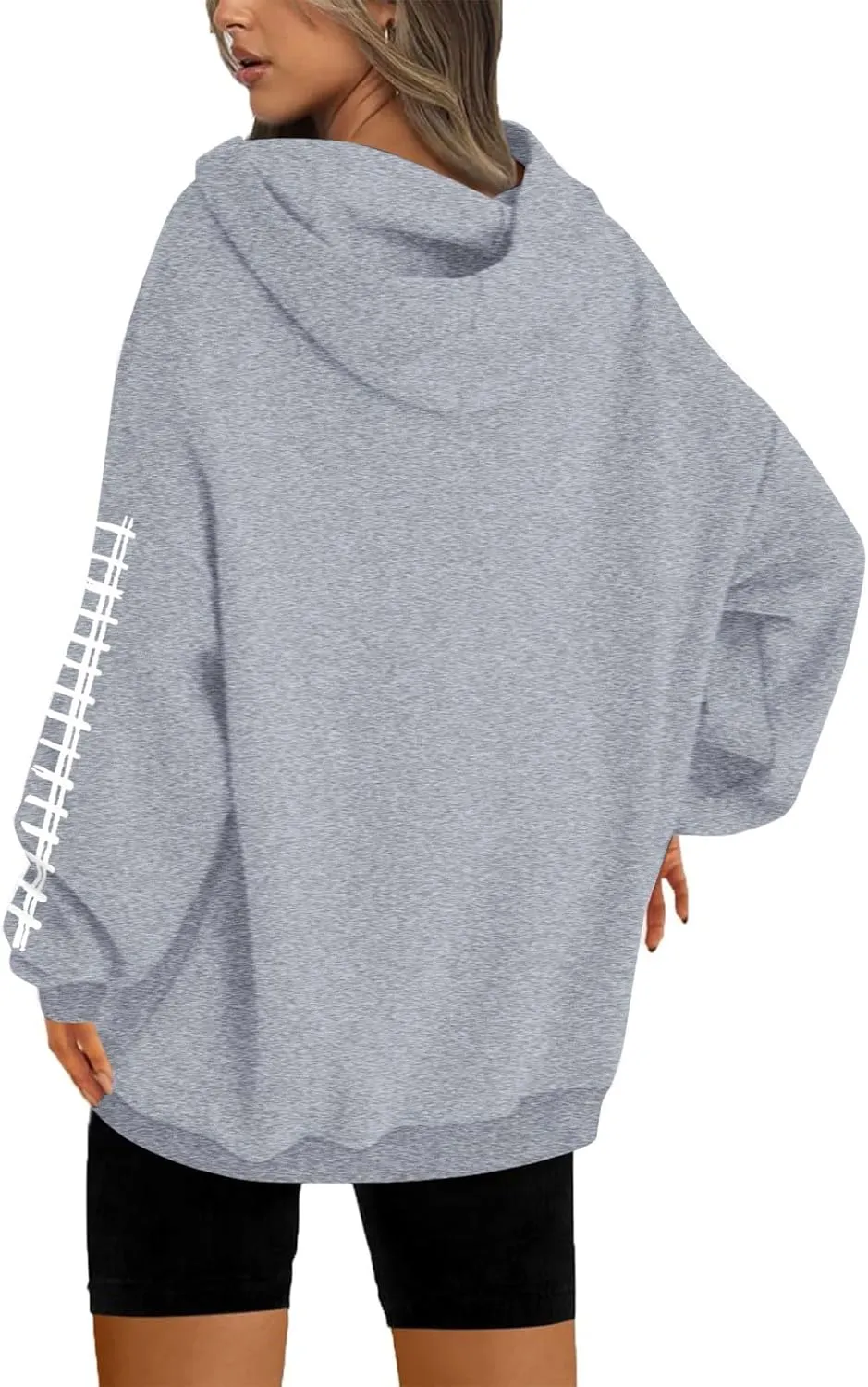 Hoodies for Women Long Sleeve Rugby Print Hoodie Game Day Football Mom Graphic Hooded Sweatshirt Casual Pullover Tops