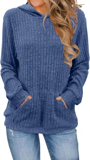 Hoodies for Women Long Sleeve Shirts Kangaroo Pocket Fashion Hoodie Fall Pullover Sweatshirts Casual Loose Hooded Tops