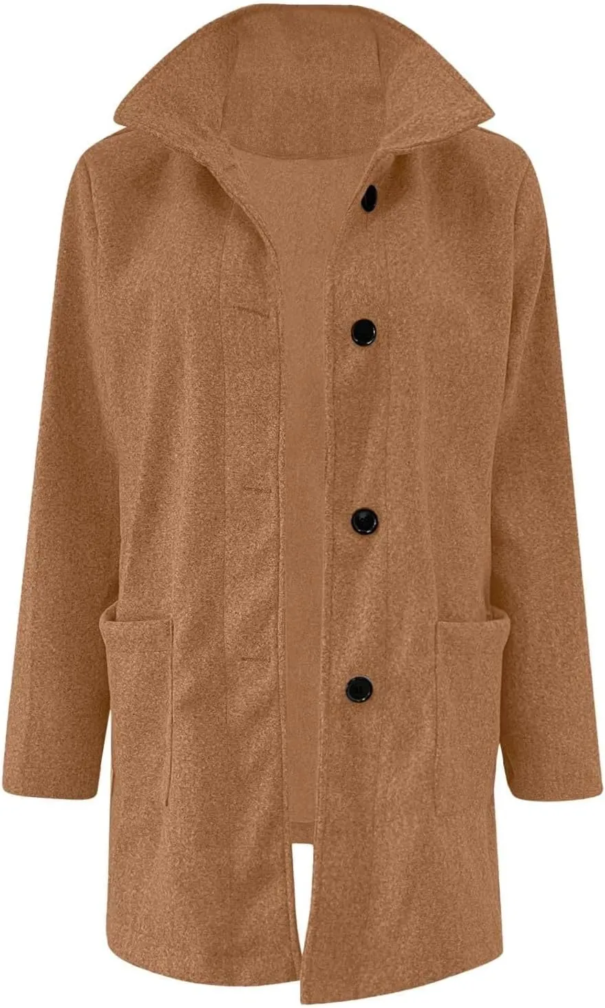 HXHYQKP Pea Coats for Women Basic Stand Collar Slim Fit Jacket Pea Coat Notched Lapel Trench Coat