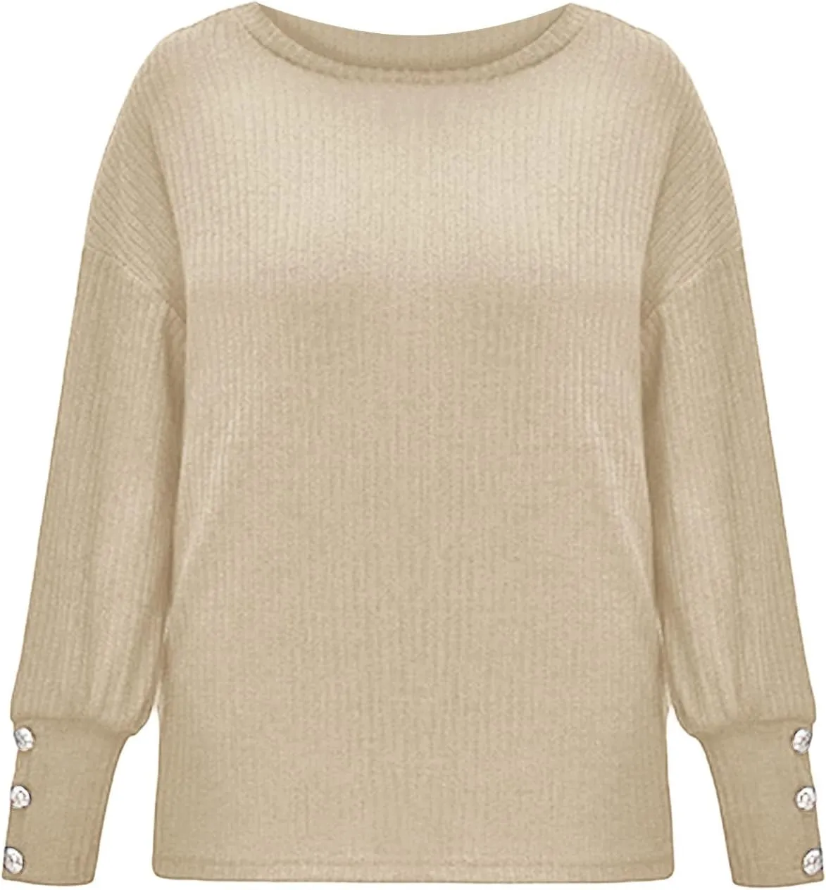 iLH Sweaters for Women 2024 Plus Size Ribbed Knit Sweater Crewneck Long Sleeve Pullover Shirts Comfort Jumper Shirt Tops