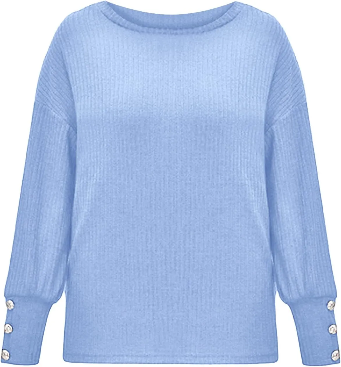 iLH Sweaters for Women 2024 Plus Size Ribbed Knit Sweater Crewneck Long Sleeve Pullover Shirts Comfort Jumper Shirt Tops