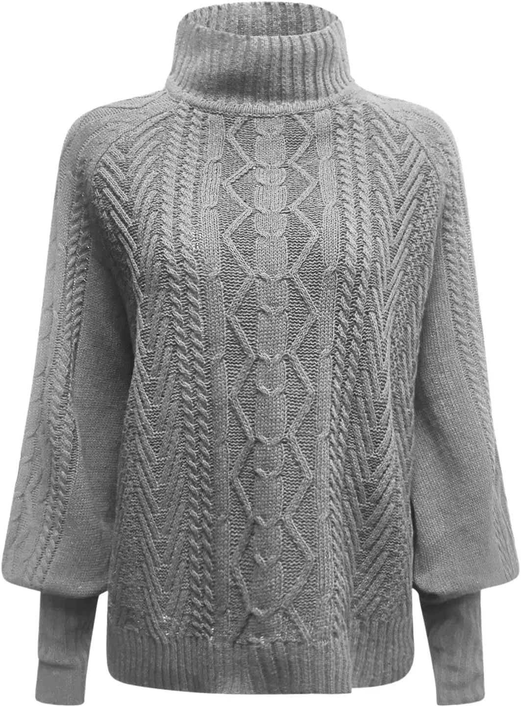 iLH Womens Sweater 2024 Fall Winter Knit Sweaters Mid Neck Long Sleeve Chunky Shirts Casual Loose Pullover Shirt Tops