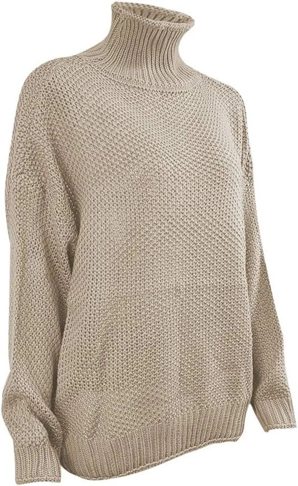 iLH Womens Sweater Oversize Cable Knit Sweaters Long Sleeve Turtleneck Chunky Shirts Warm Winter Loose Pullover Tops