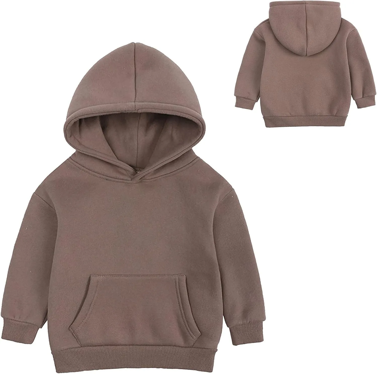 Kids Soft Brushed Fleece Hooded Sweatshirts Active Pullover Hoodie for Boy Girl Basic Solid Cotton Hoodie for Toddler
