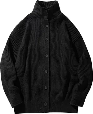 Knit Cardigan Sweaters for Men Button Down Cardigan Sweater Collared Cardigan Jacket Casual Open Front Cardigan