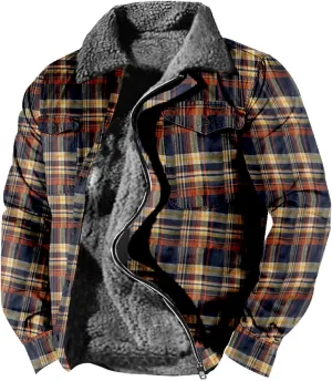 LCMTWX Men's Fleece Lined Flannel Shirt Jacket Padded Loose Shirt Top Jacket Coats Soft Warm Coat for Men with Hood Heavy