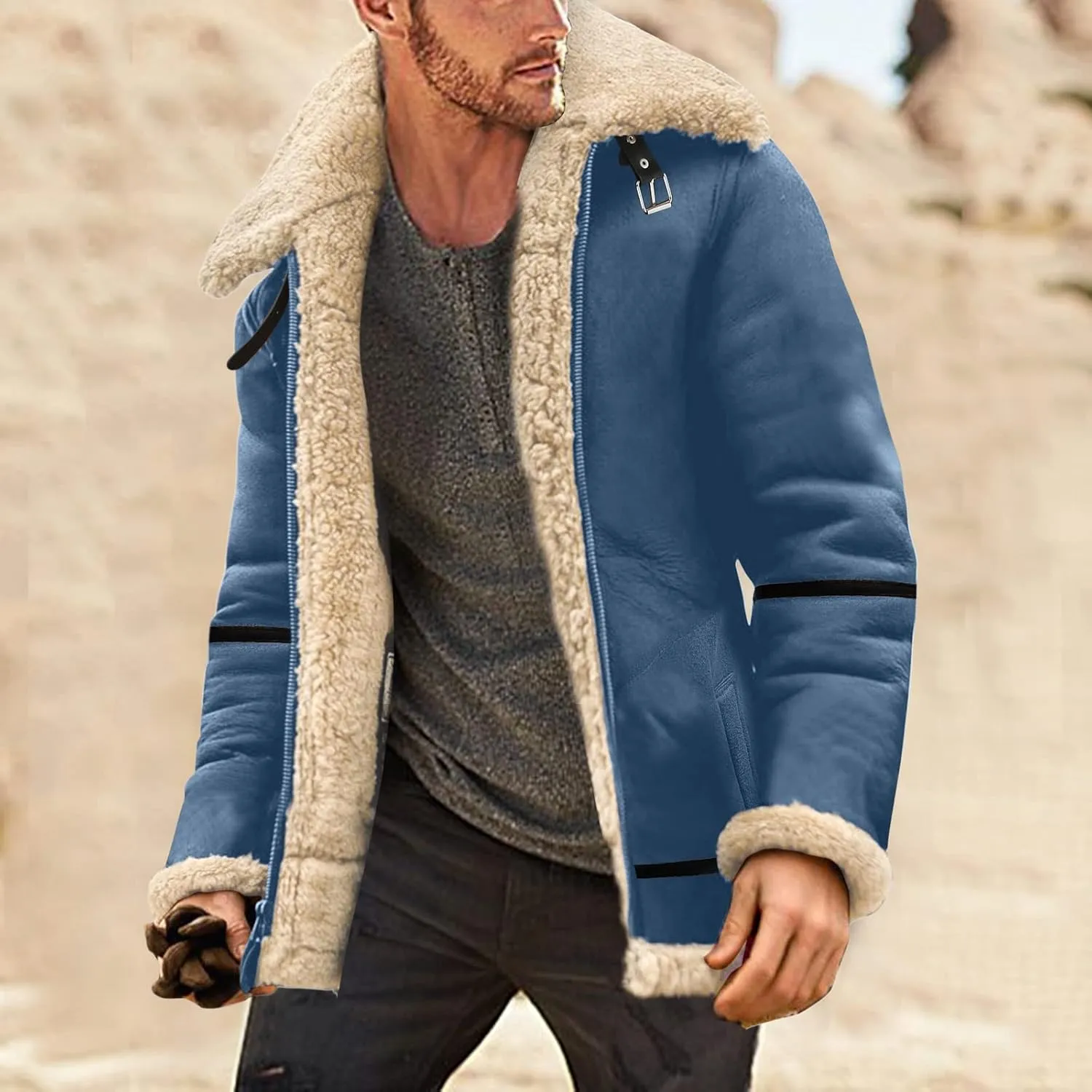 LCMTWX Winter Coats for Men Jackets Coat Leisure Plus Size Hat Zip Pocket Cotton-Padded Warm Soft Hooded Jacket Coat