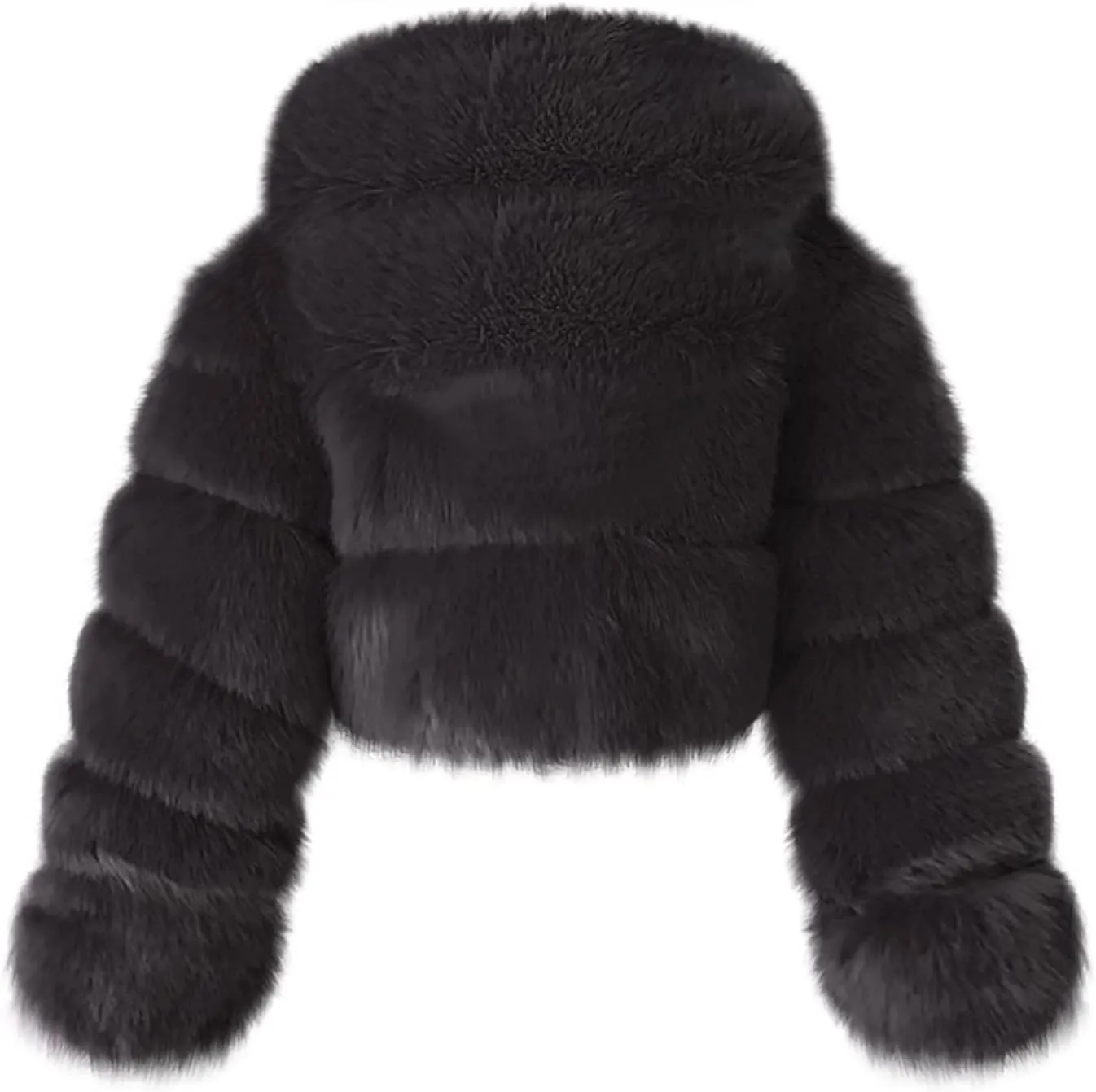 LCMTWX Winter Coats for Women Furry Women Long Jacket Faux Sleeve Short Warm Women's Coat Shaggy Coat Open Front White Faux