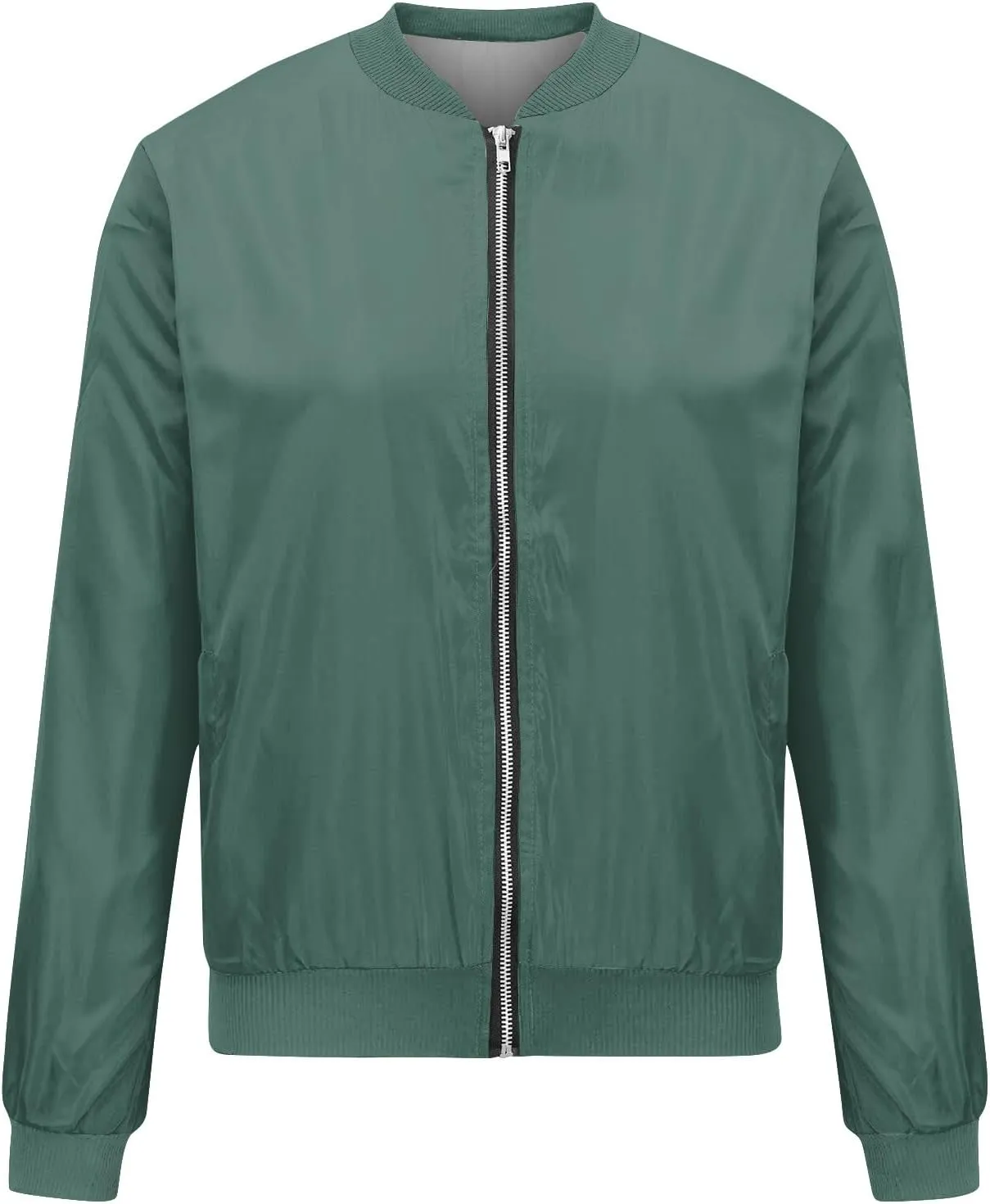 Light Jackets for Women Stand Collar Zip Up Long Sleeve Jacket with Pockets Solid Color Running Sweatshirts Jackets
