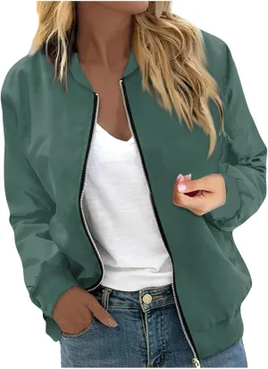 Light Jackets for Women Stand Collar Zip Up Long Sleeve Jacket with Pockets Solid Color Running Sweatshirts Jackets