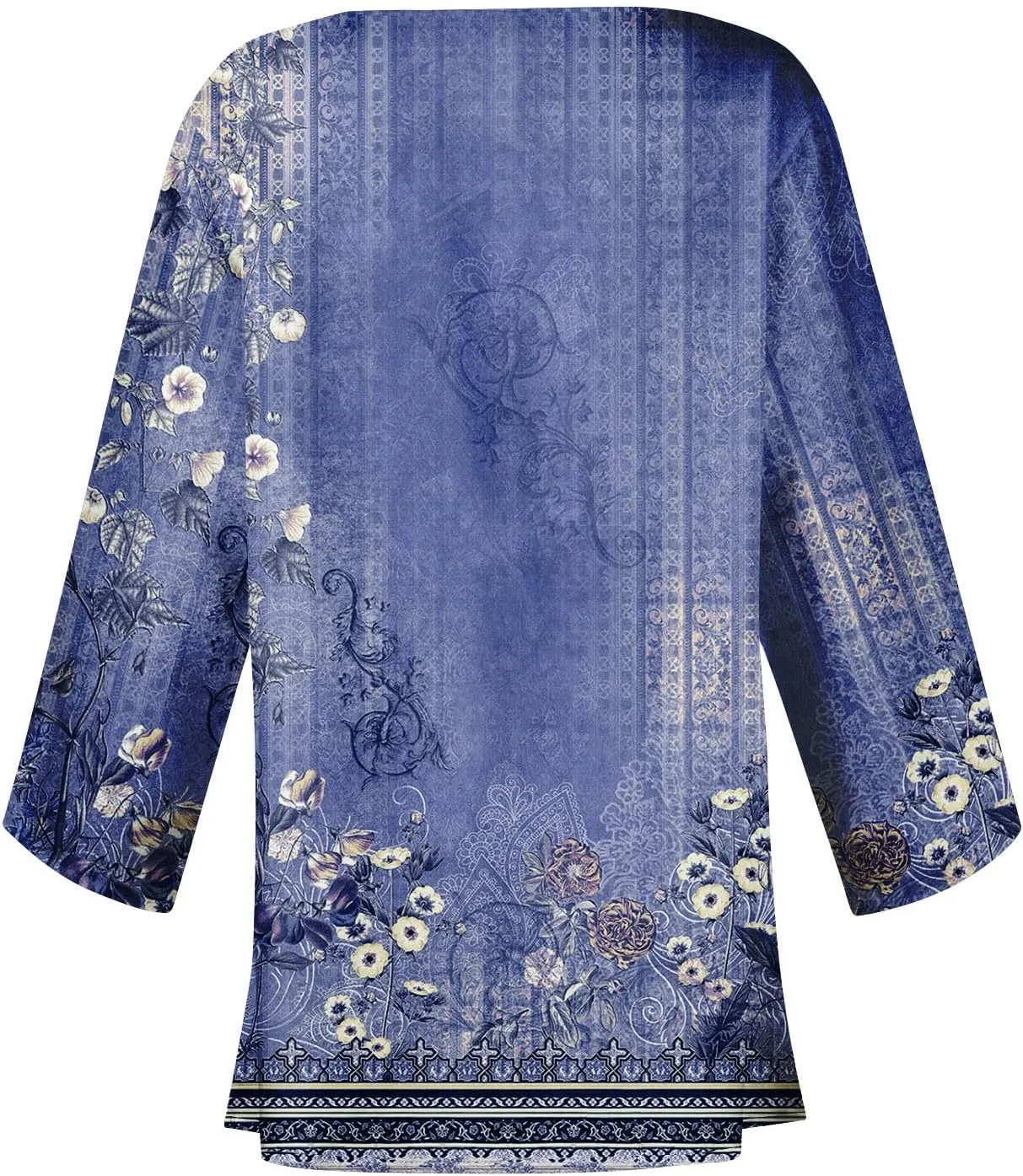 Lightweight Cardigans for Women 3/4 Sleeve Trendy Open Front Cardigan Floral Printed Comfy Dressy Cardigans