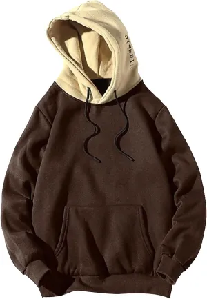 Lightweight Hoodies for Men Casual Patchwork Hooded Top Blouse Sweatshirt with Pockets Coat Cozy Sweatshirts