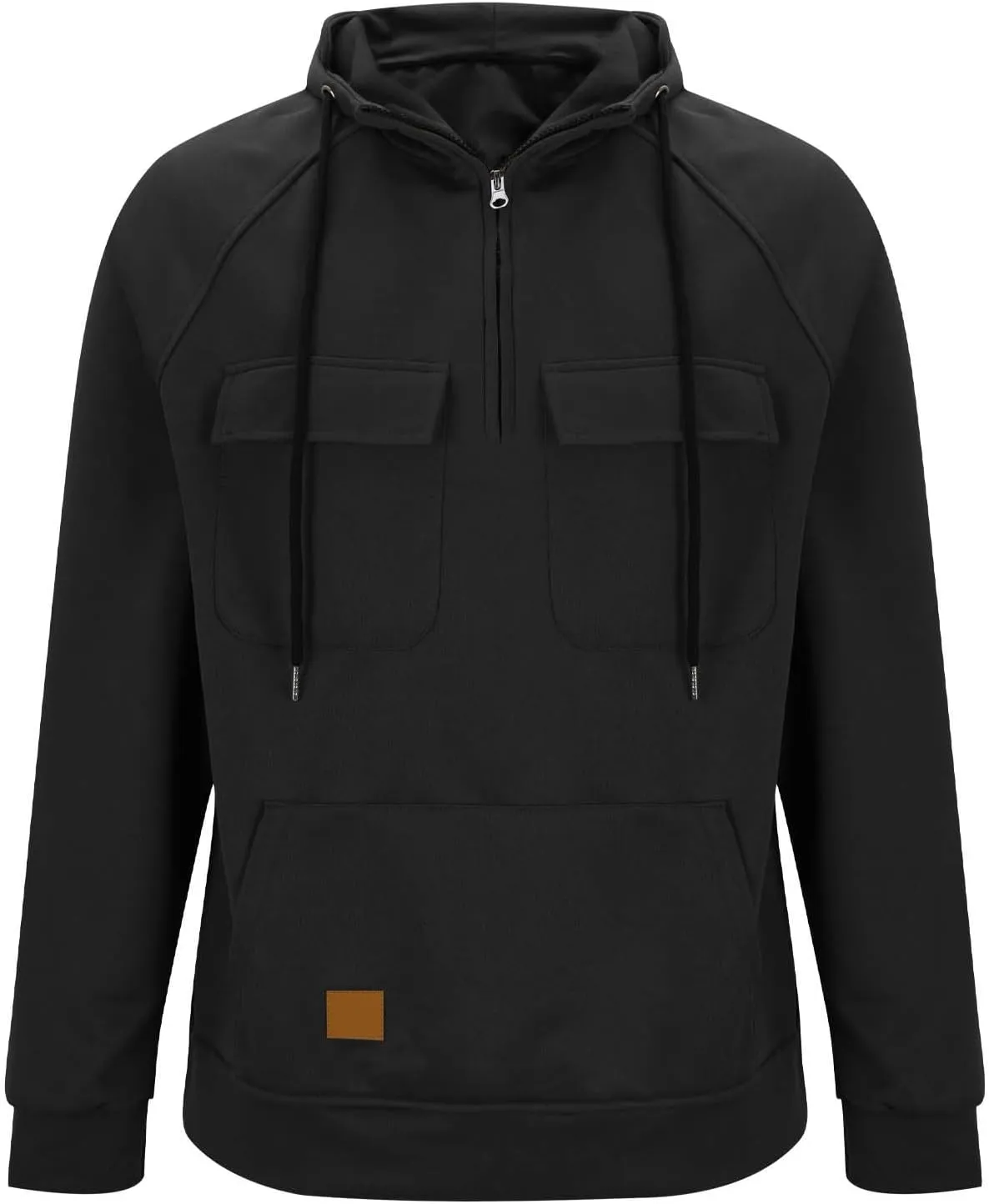 Lmdudan Mens Quarter Zip Pullover Hoodies with Cargo Pockets Tactical Hooded Sweatshirt Vintage Jacket Coats 2024 Fall Winter