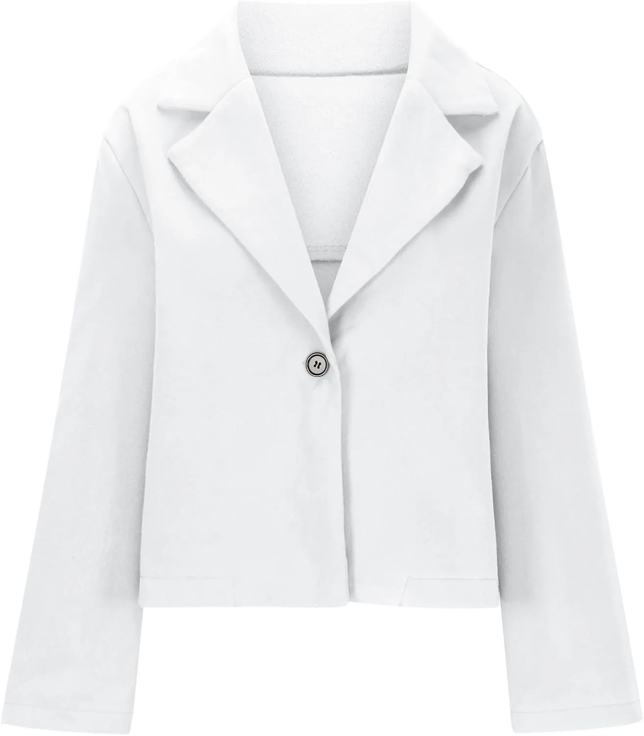 Lmdudan Women Wool Blend Cropped Pea Coats Single Breasted Notched Lapel Long Sleeve Jacket Casual Button Down Trench Coat