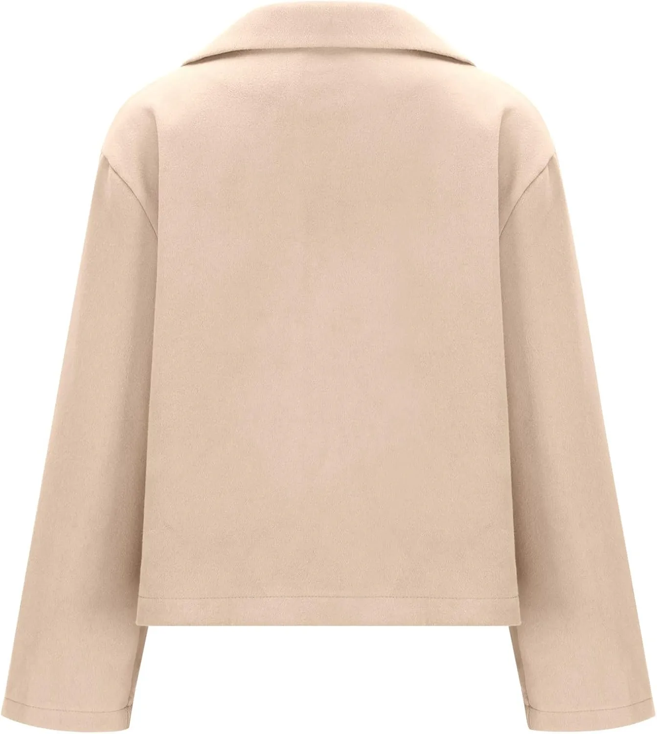 Lmdudan Women Wool Blend Cropped Pea Coats Single Breasted Notched Lapel Long Sleeve Jacket Casual Button Down Trench Coat