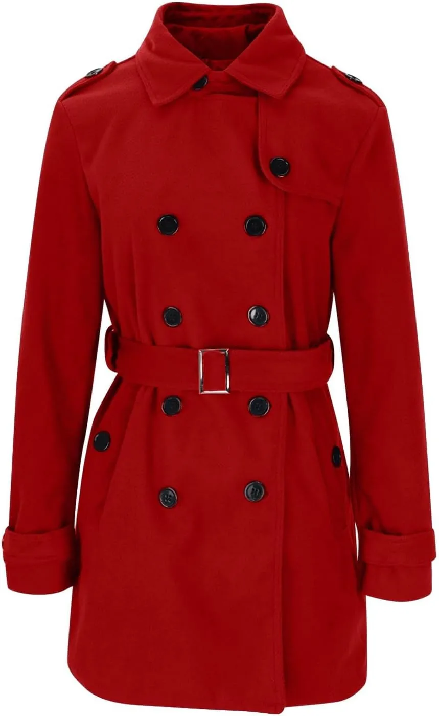 Lmdudan Women's Oversized Trench Coat Long Double Breasted Peacoat Outerwear Knee Length Loose Jacket Coats with Pockets