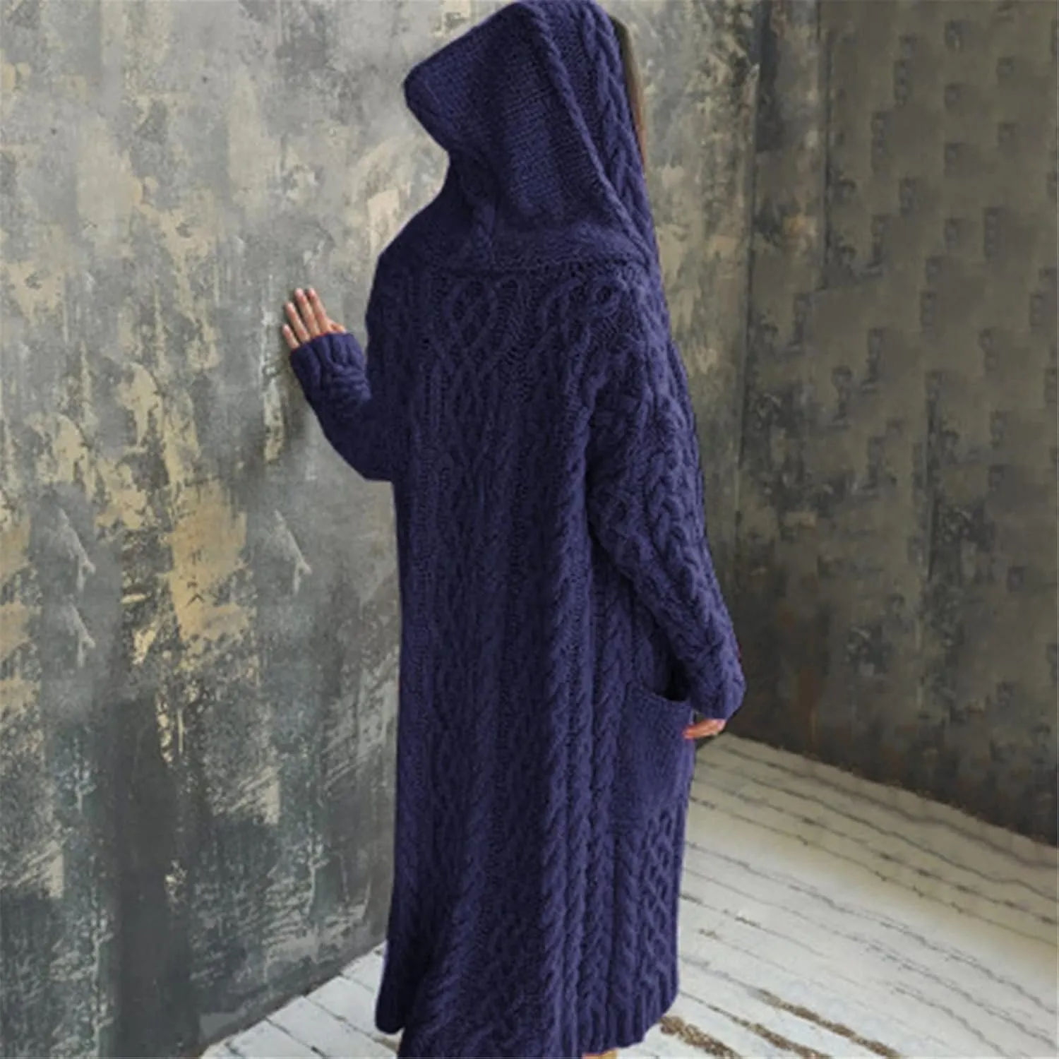 Long Cardigan Sweaters for Women Cardigan for Women with Hood Plus Size Long Sleeve Cable Knit Cardigan Outwear