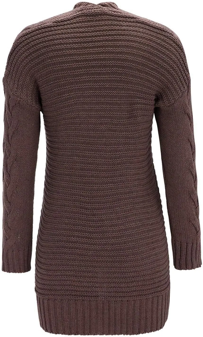 Long Cardigan Sweaters for Women Trendy Chunky Cable Knit Cardigans Open Front Long Sleeve Sweater Coat Outerwear