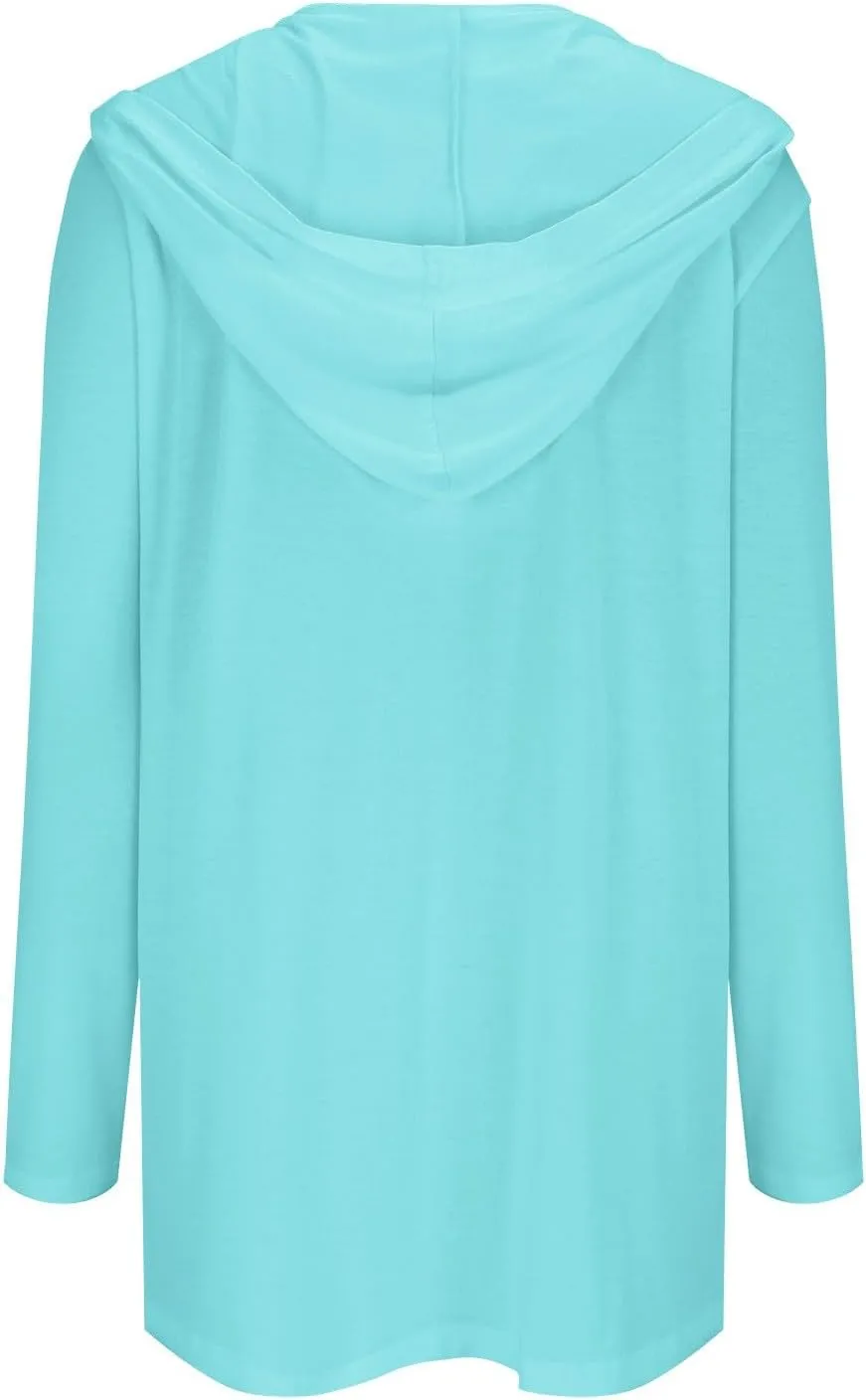 Long Cardigans Sweaters for Women, 2024 Fall Lightweight Trendy Casual Comfy, Open Front Hooded Cardigans with Pocket
