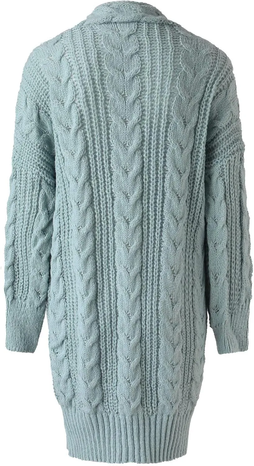 Long Chunky Cardigan Sweaters for Women 2022 Fashion Solid Oversized Slouchy Cable Knitted Open Front Sweater Coat