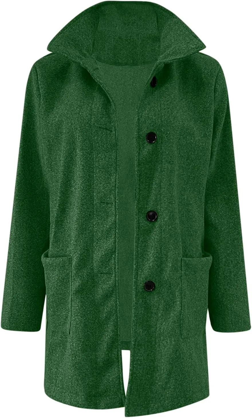 Long Pea Coats for Women Winter Stand Collar Single Breasted Wool Coats Wool Blend Peacoat Thicken Blazer Jacket