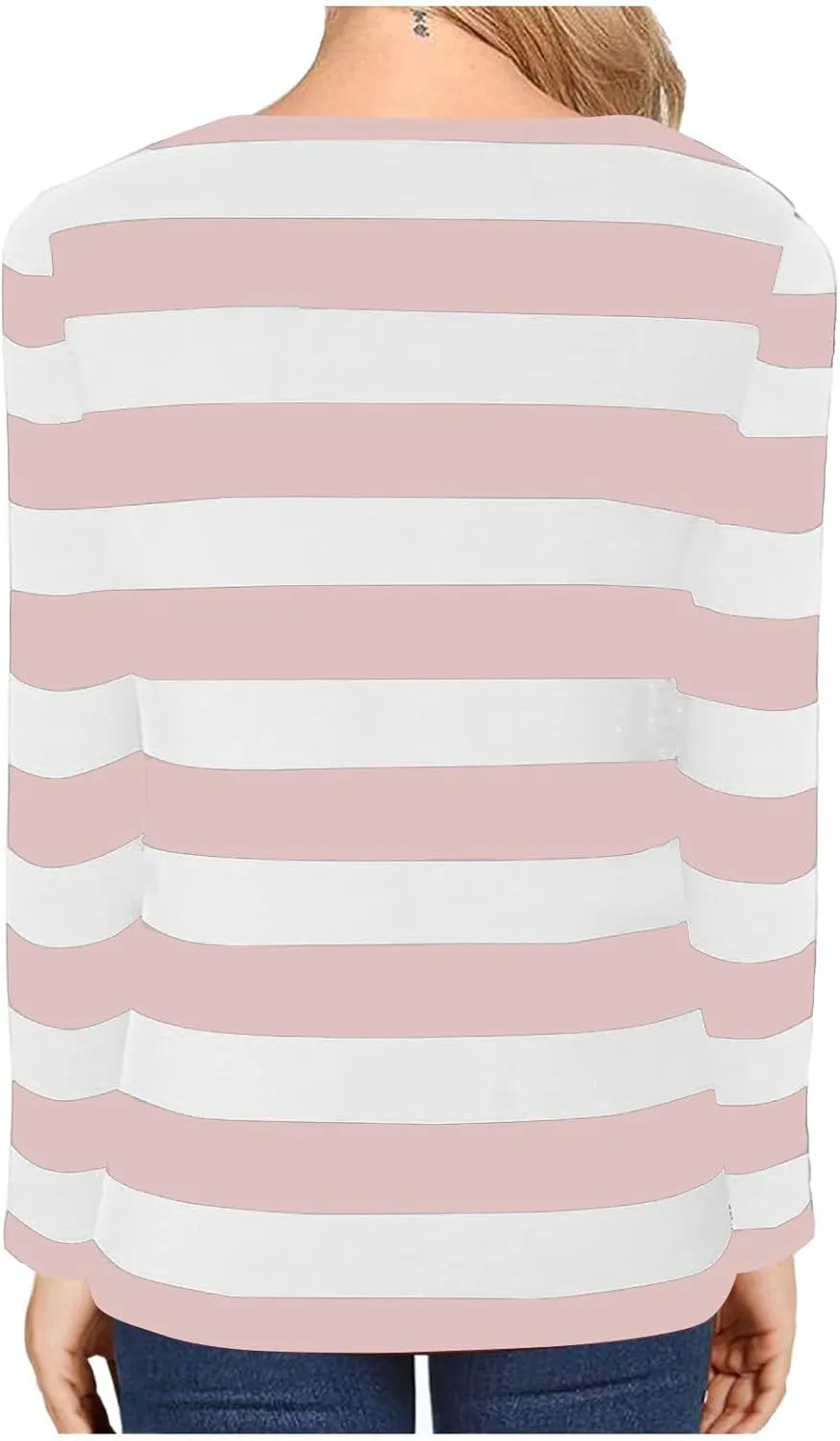 Long Sleeve Sweatshirt Crewneck Striped Colour Block Casual Pullover Top Fashion Fall Lightweight Fleece Shirt