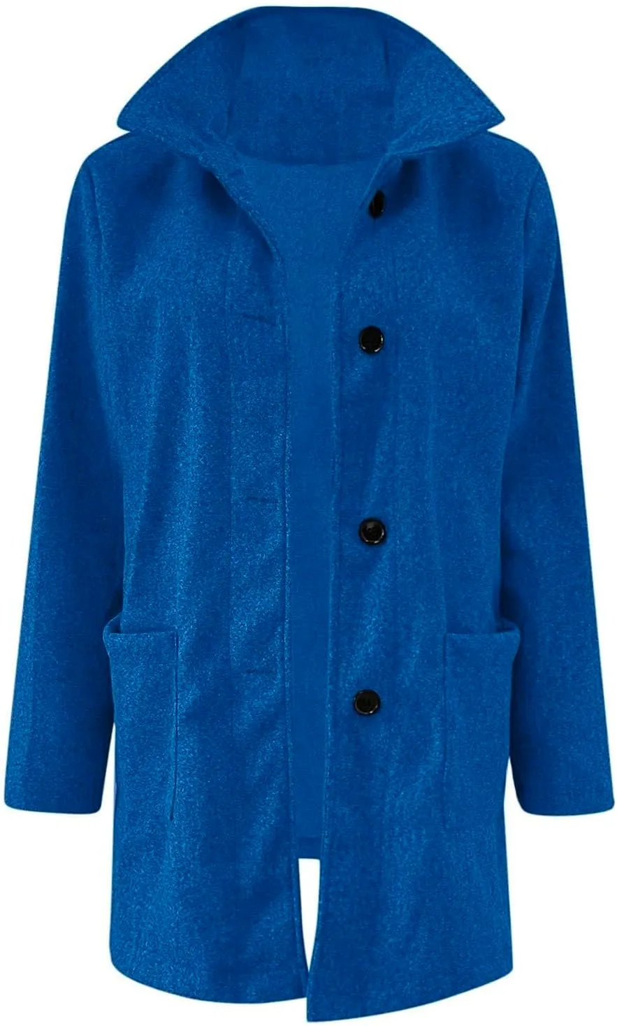 Long Winter Wool Coat for Women Dressy Stand Collar Single Breasted Blazer Jackets Winter Classic Wool Blend Pea Coat