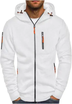 Men Hoodies Casual Hoodies for Men with Zip Pockets Full Zip Long Sleeve Sweatshirt Slim Fit Gym Sports Hooded Jacket