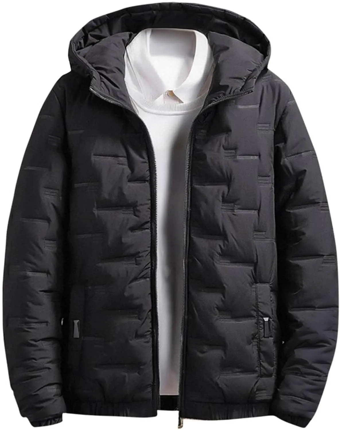 Men Puffer Jackets Plus Size Winter Coats Warm Thick Quilted Jacket Padded Parkas Zip Up Hooded Outerwear Coat