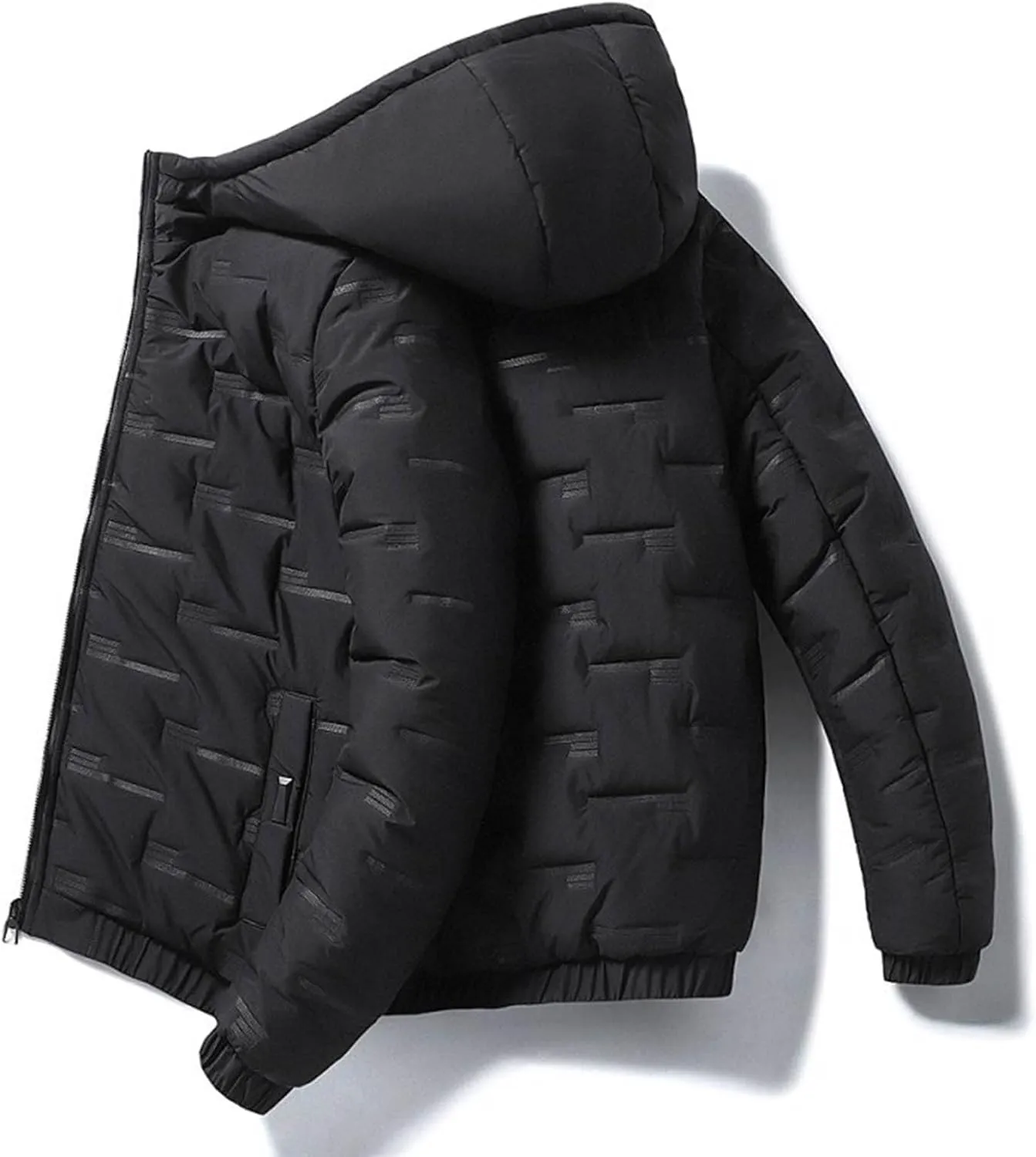 Men Puffer Jackets Plus Size Winter Coats Warm Thick Quilted Jacket Padded Parkas Zip Up Hooded Outerwear Coat