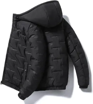 Men Puffer Jackets Plus Size Winter Coats Warm Thick Quilted Jacket Padded Parkas Zip Up Hooded Outerwear Coat