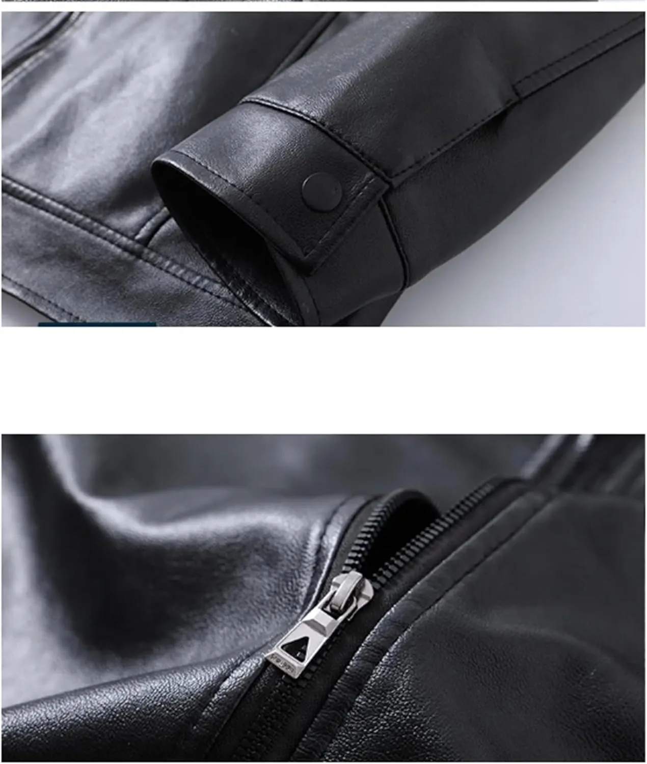 Men Winter Fleece Leather Jackets Casual Lapel PU Leather Wool Liner Warm Motorcycle Jacket