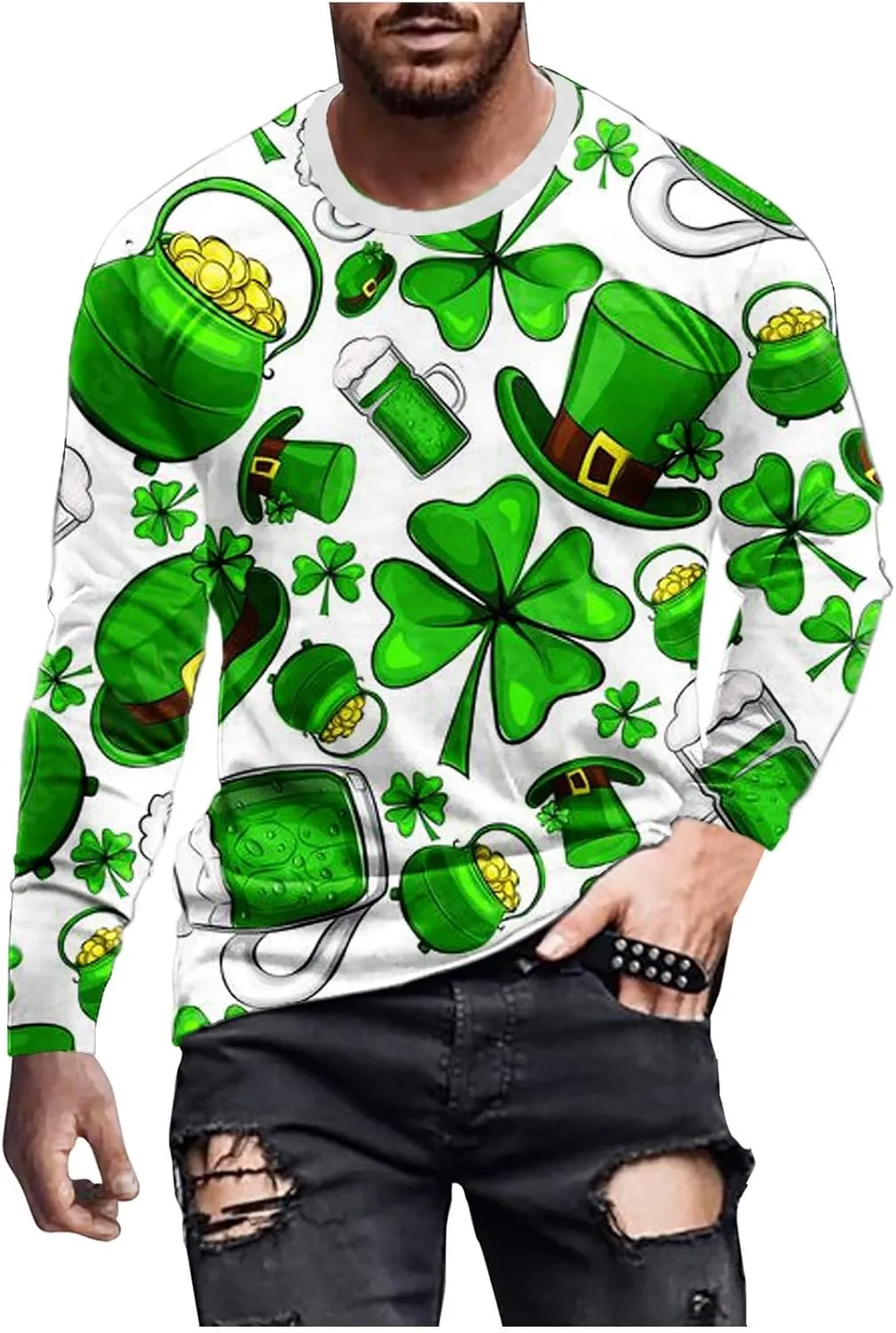 Men's Autumn And Winter Tops Halloween Themed And Thick Long Sleeved Sweater Cool Sweatshirts Halloween Long Sleeve