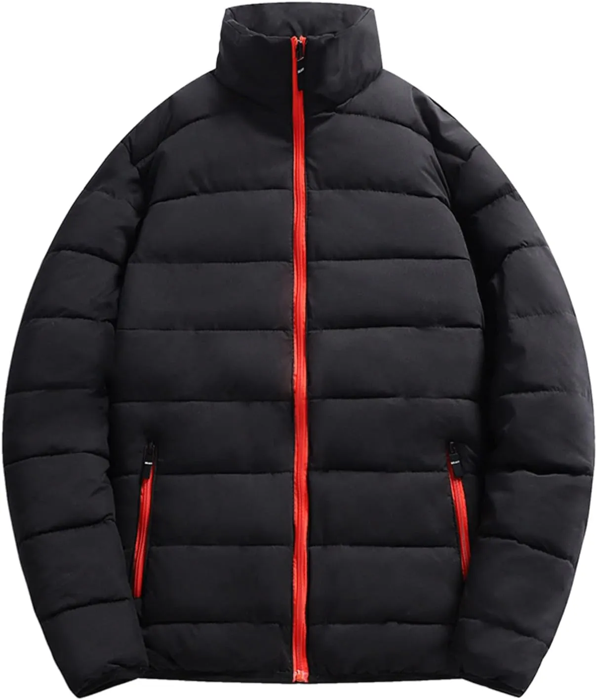 Mens Big and Tall Winter Puffer Jacket Packable Windproof Midweight Insulated Jacket Thermal Zip Up Puffer Jacket