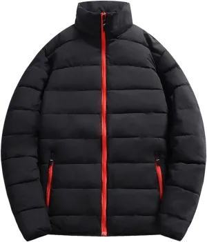 Mens Big and Tall Winter Puffer Jacket Packable Windproof Midweight Insulated Jacket Thermal Zip Up Puffer Jacket