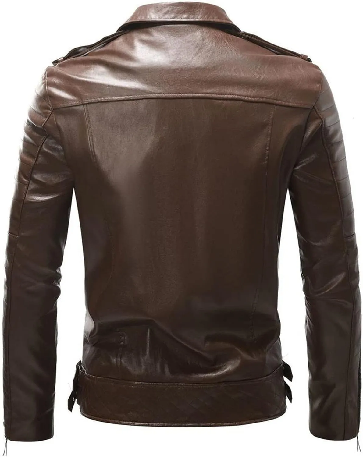 Mens Black Faux Leather Jacket Zip Up Windbreaker Fitted PU Leather Jackets Motorcycle Biker Coat with Pocket