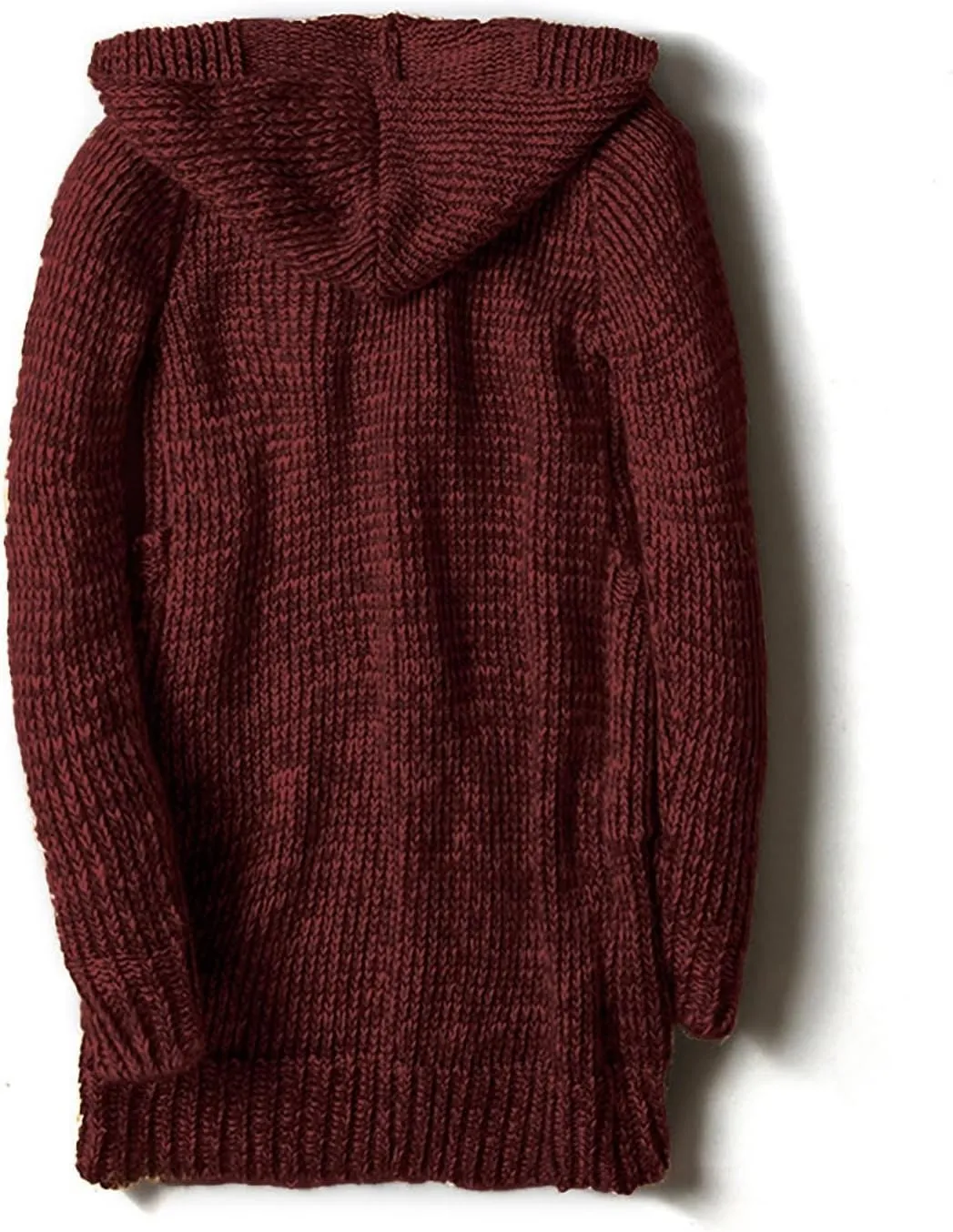 Men's Cardigan Sweater Button Down Long Sleeve Pullover Solid Color Knitted Hooded Casual Loose Knitwear with Pockets