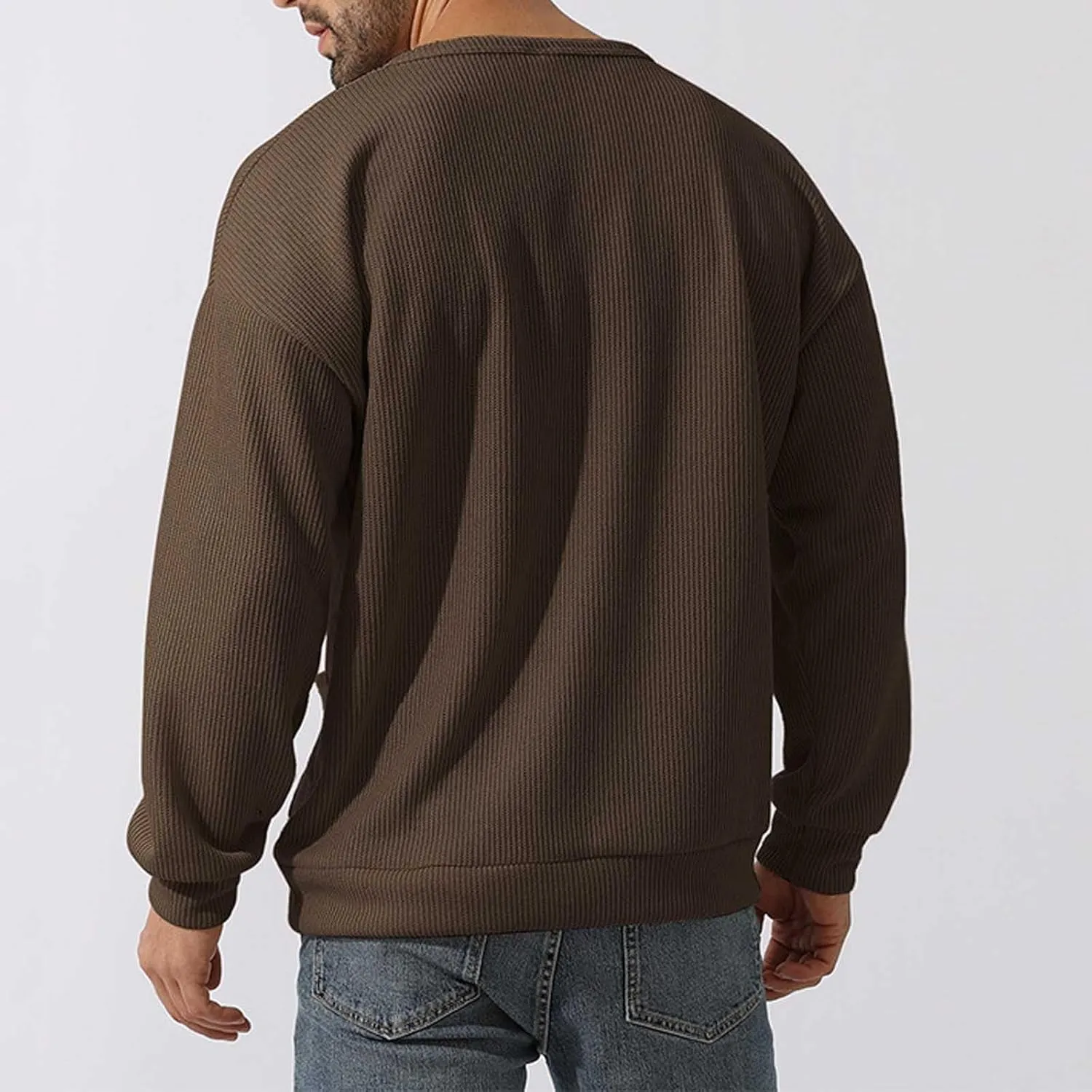 Mens Cardigan Sweater Soft Knitted Crewneck Button Down Cardigans Casual Long Sleeve Loose Fit Outwear Coat with Pockets