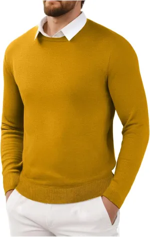 Men's Cashmere Sweater O-Neck Pullovers Knit Sweater Tops Long Sleeve Jumpers Casual Vintage Solid Cardigan Pullover