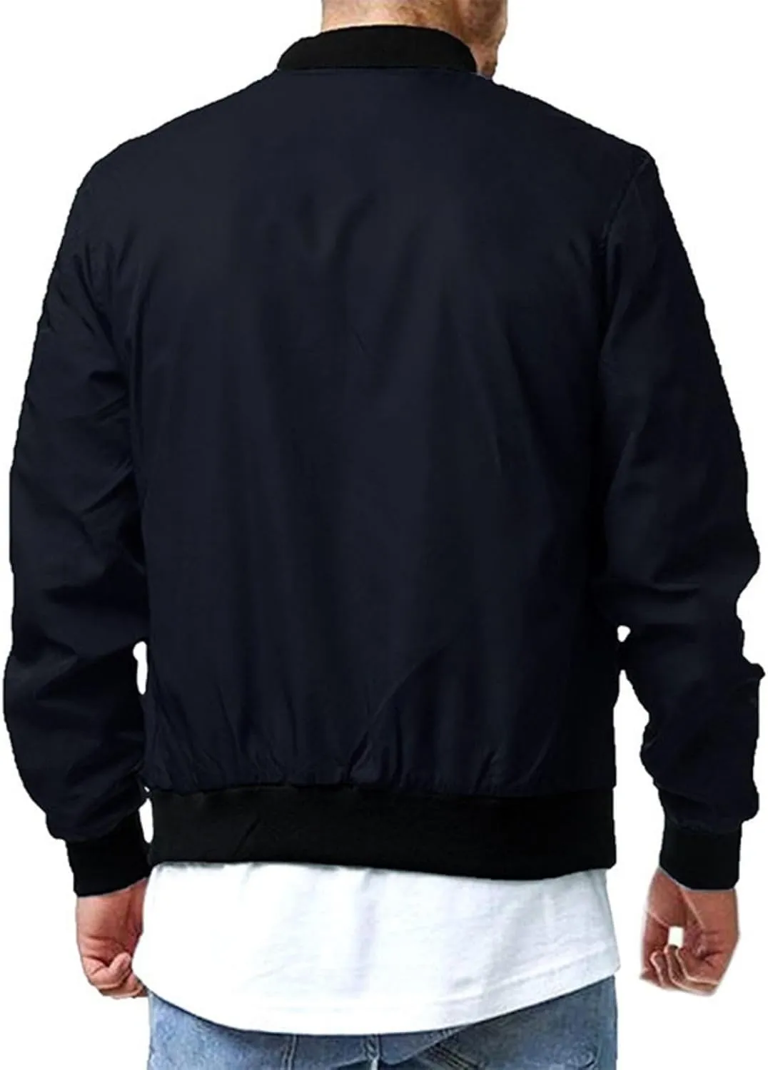 Mens Casual Bomber Jackets Lightweight Windbreaker Summer Jacket Long Sleeve Plain Coats Fashion Fall Tops for Mens