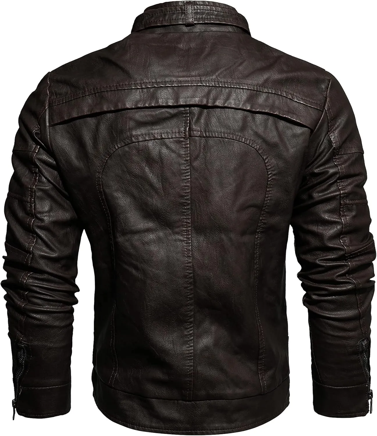 Men’s Casual Stand Collar Jacket Men's Faux Leather Jacket Motorcycle Bomber Jacket Winter Coat