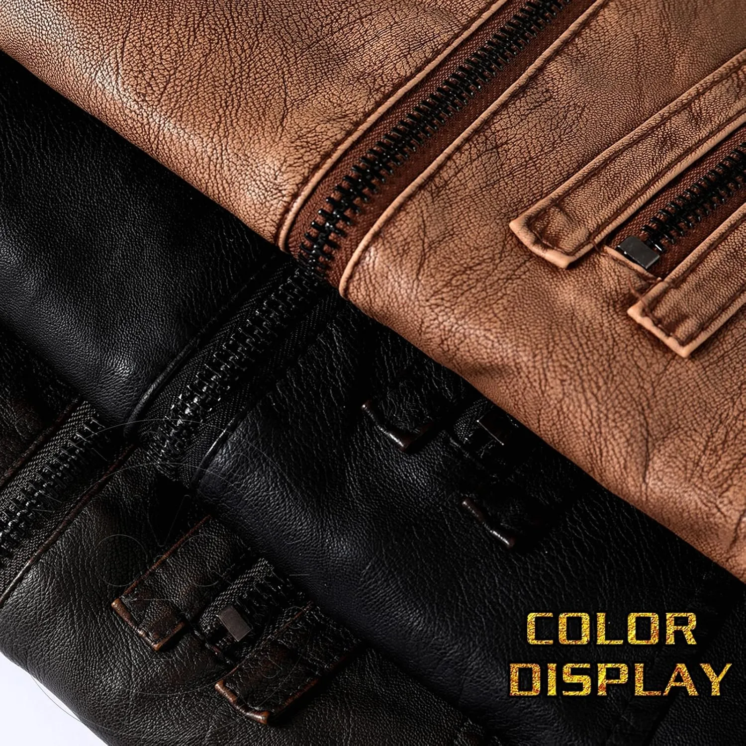 Men’s Casual Stand Collar Jacket Men's Faux Leather Jacket Motorcycle Bomber Jacket Winter Coat
