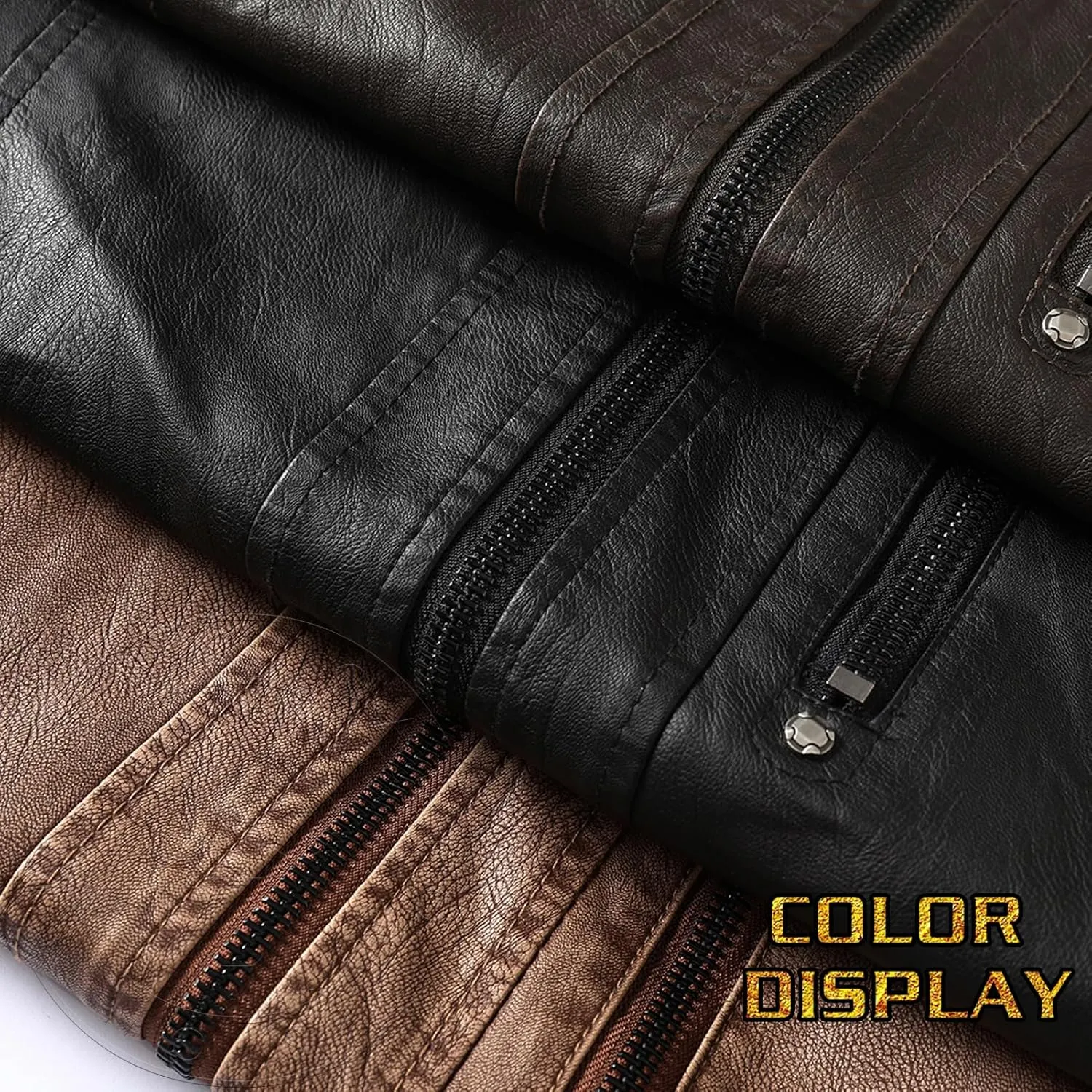 Men’s Casual Stand Collar Jacket Men's Faux Leather Jacket Motorcycle Bomber Jacket Winter Coat