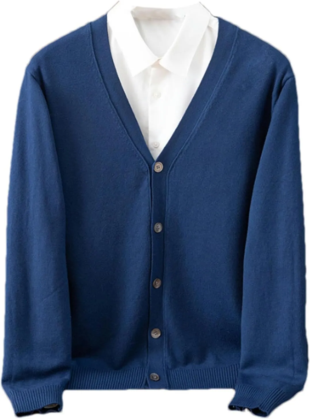 Men's Classic Solid Color Knit V-Neck Sweater Cardigans Sweaters Coat Clothing