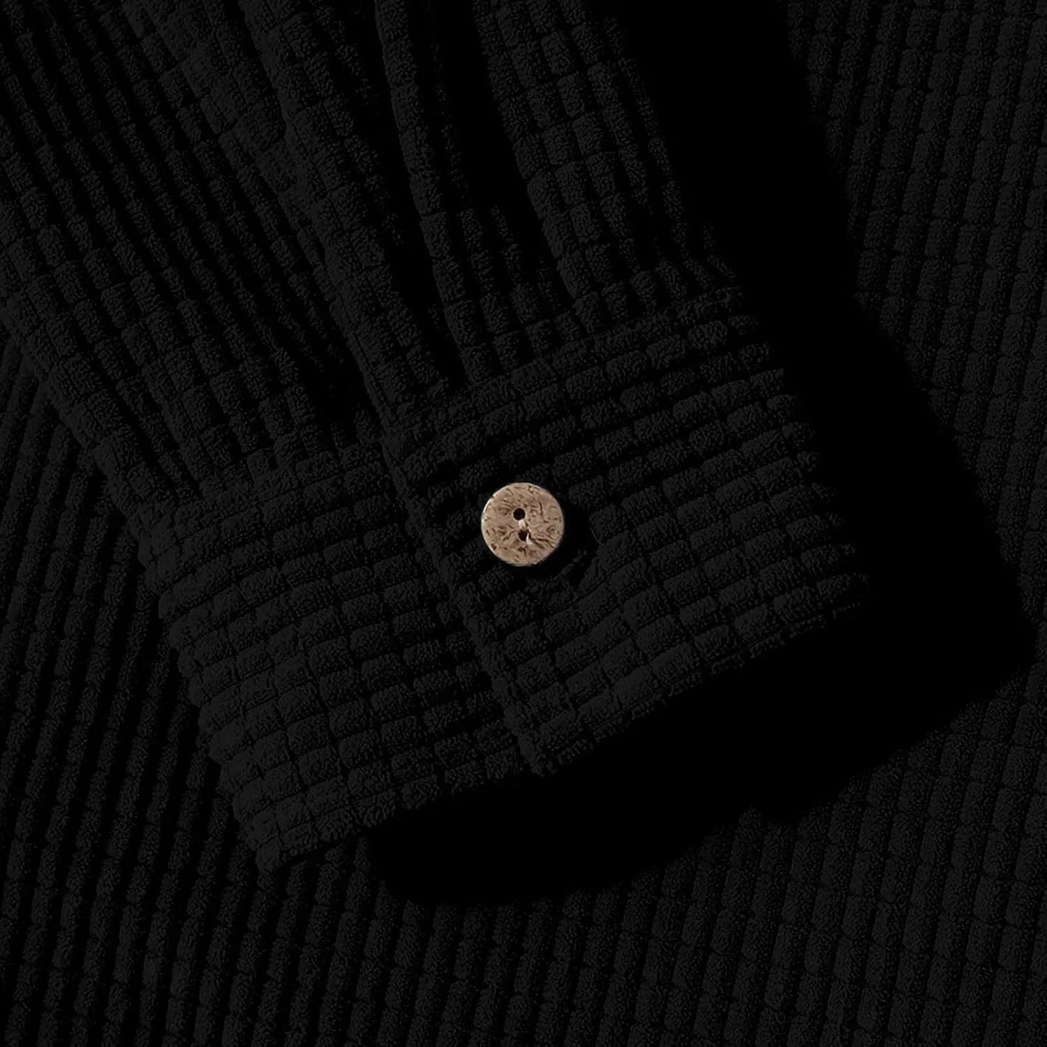 Men's Corduroy Shirt Jackets Long Sleeve Button-Down Casual Hooded Shacket Jacket Versatile Warm Outerwear with Pockets