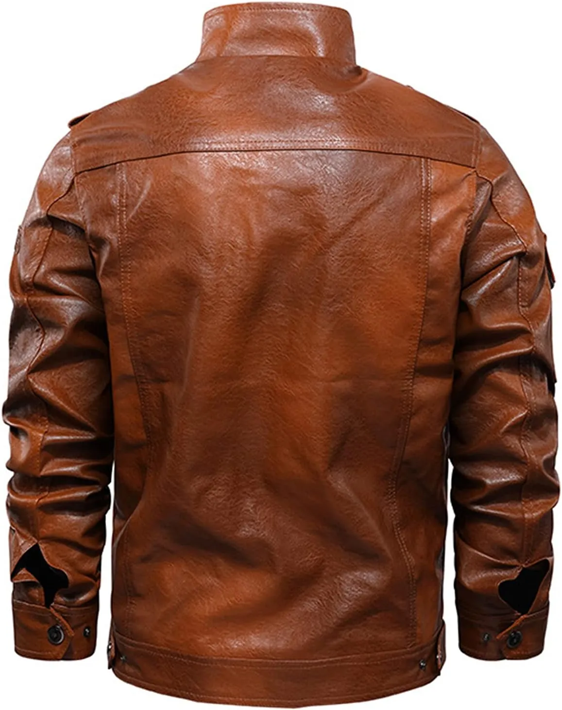 Mens Faux Leather Hooded Racer Jacket Leather Moto Jacket Fall Winter Leather Jackets Vintage Casual Motorcycle Coat
