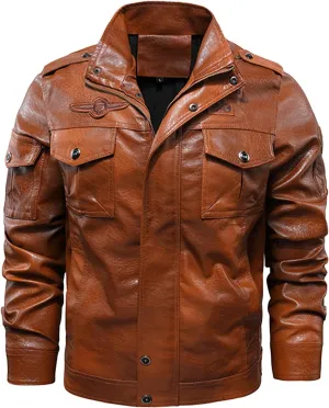 Mens Faux Leather Hooded Racer Jacket Leather Moto Jacket Fall Winter Leather Jackets Vintage Casual Motorcycle Coat