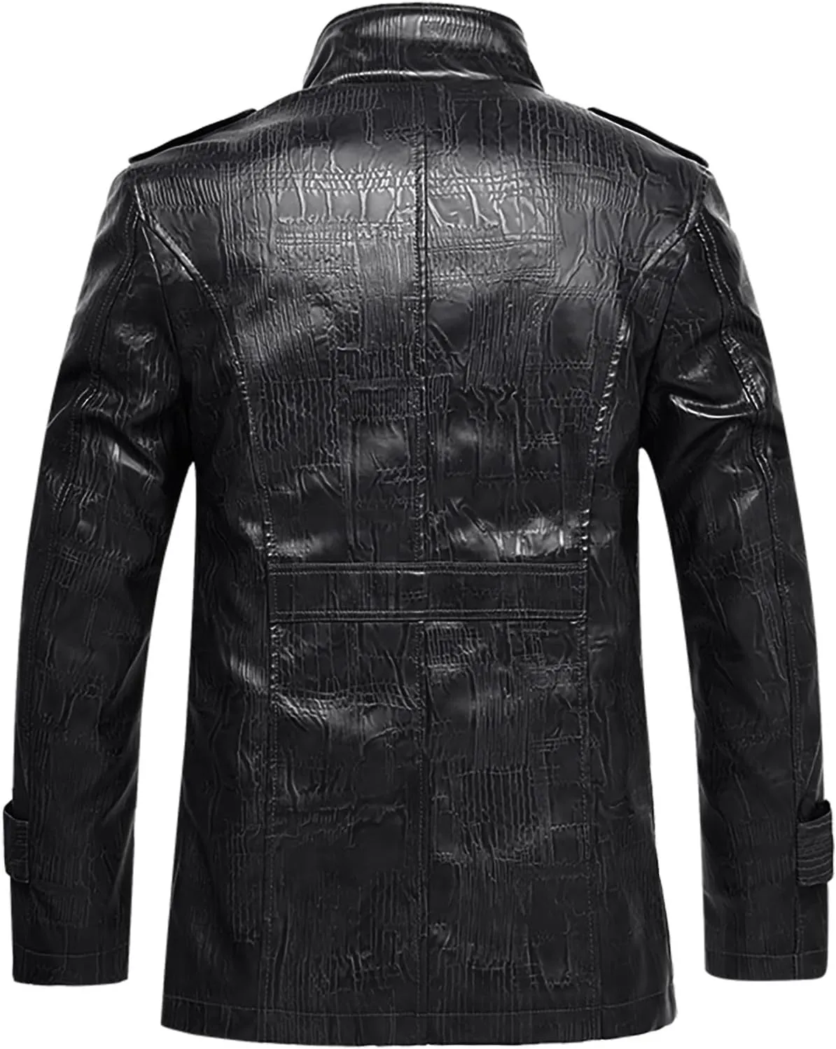 Mens Faux Leather Jacket, Fleece Lined Sherpa Fall Winter Warmer Windbreaker, Motorcycle Biker Bomber Coat Outwear
